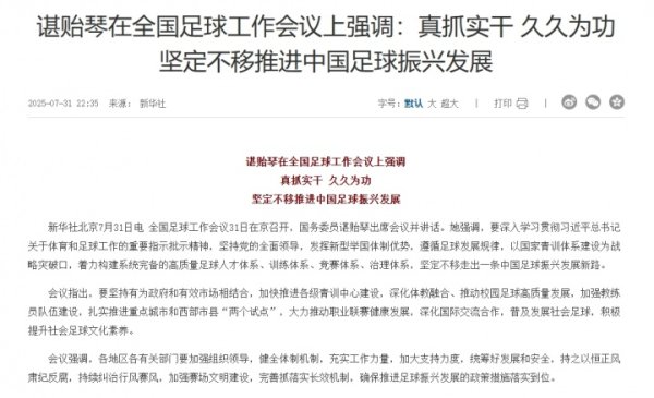 谌贻琴在世界足球责任会议上强调：矍铄不移股东中国足球振兴发展