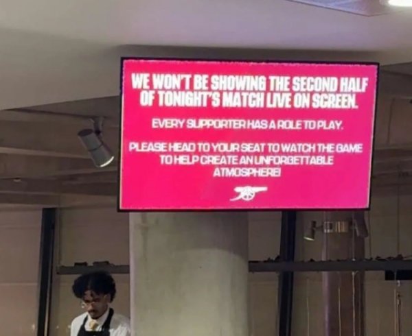 英媒：阿森纳不在主场大厅电视播放比赛画面，让球迷尽快回到看台