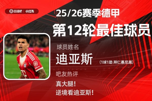 X小红书|德甲第12轮最好：真大腿！迪亚斯传射主导拜仁逆转